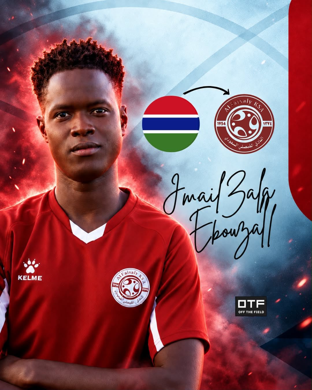 Off The Field Agency Announces Gambian Player Zala Ebouzall’s Move to Al-Faisaly FC